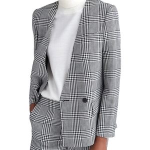 Plaid Double-Breasted Blazer